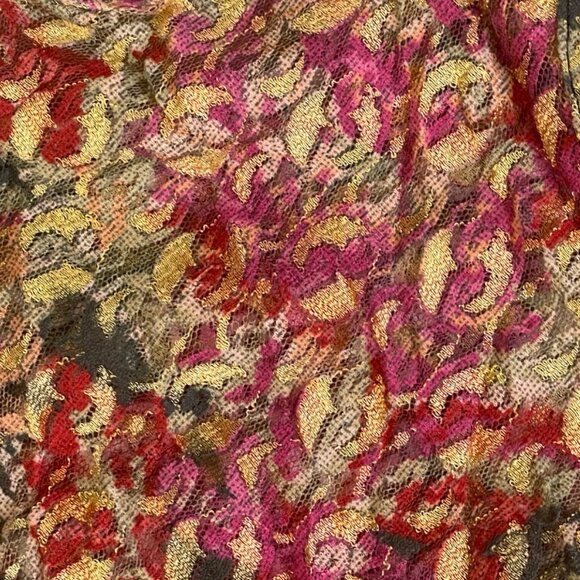 Vintage Stretch Lace Bodysuit Size Large 90s Victorias Secret Sheer Red Gold Pu - Picture 3 of 5